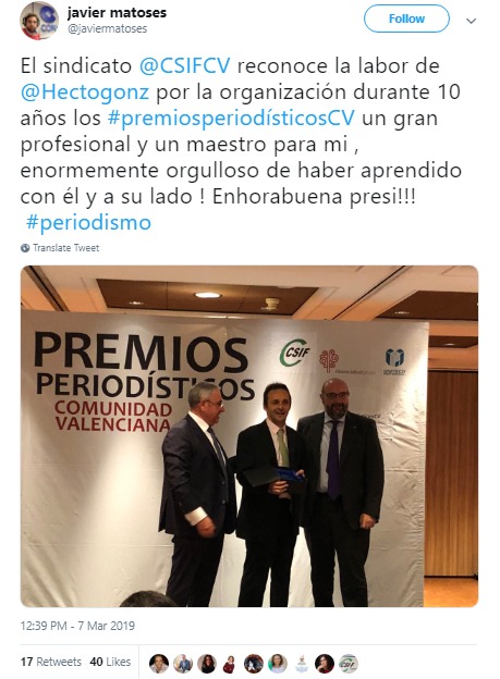 Tweet mas compartido del evento Premios Periodísticos 