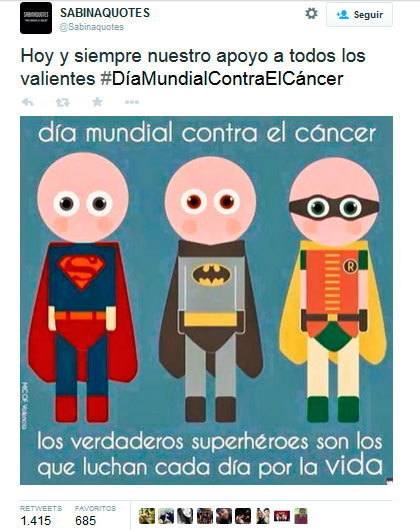 Tweet Día Mundial contra el Cáncer